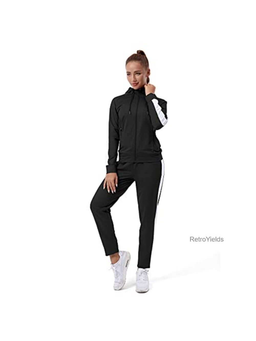 Women's 2 Piece Track Suit Set Zip Up Hoodie Jogging Workout Athletic
